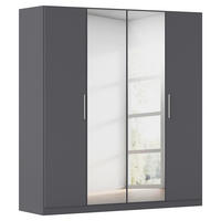 DREHTÜRENSCHRANK 181/210/54 cm,  in Grau, 4 Tür(en)  - Alufarben/Grau, KONVENTIONELL, Glas/Holzwerkstoff (181/210/54cm) - home24