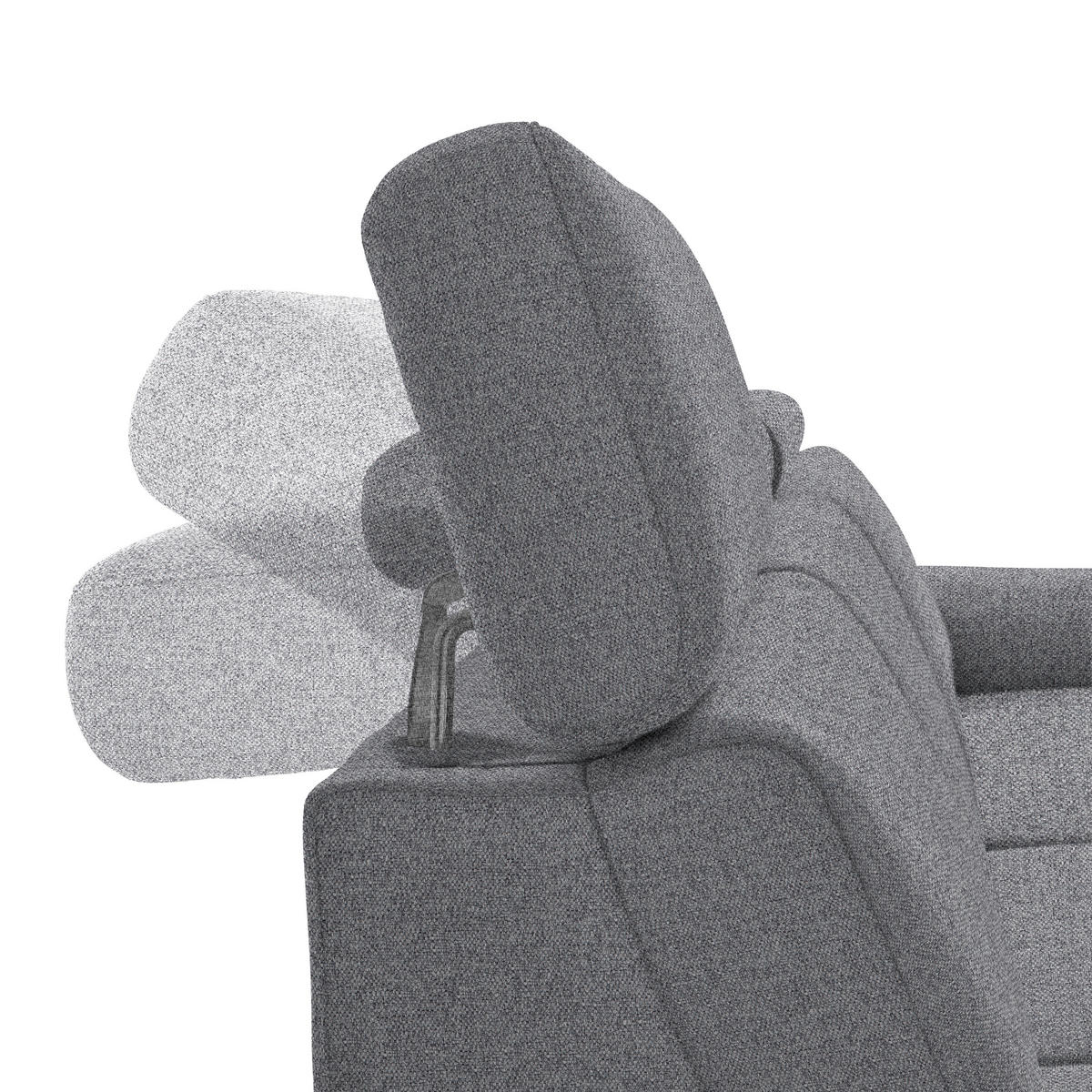 ECKSOFA in Flachgewebe Grau  - Schwarz/Grau, Konventionell, Textil/Metall (304/182cm) - Pure Home Comfort