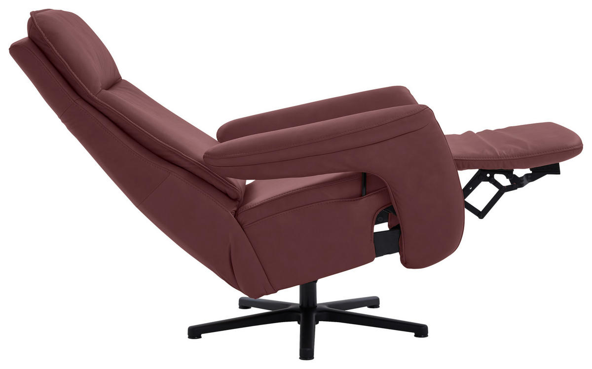RELAXSESSEL in Leder Beere  - Beere/Schwarz, Design, Leder/Metall (83/112/87-174cm) - Valdera