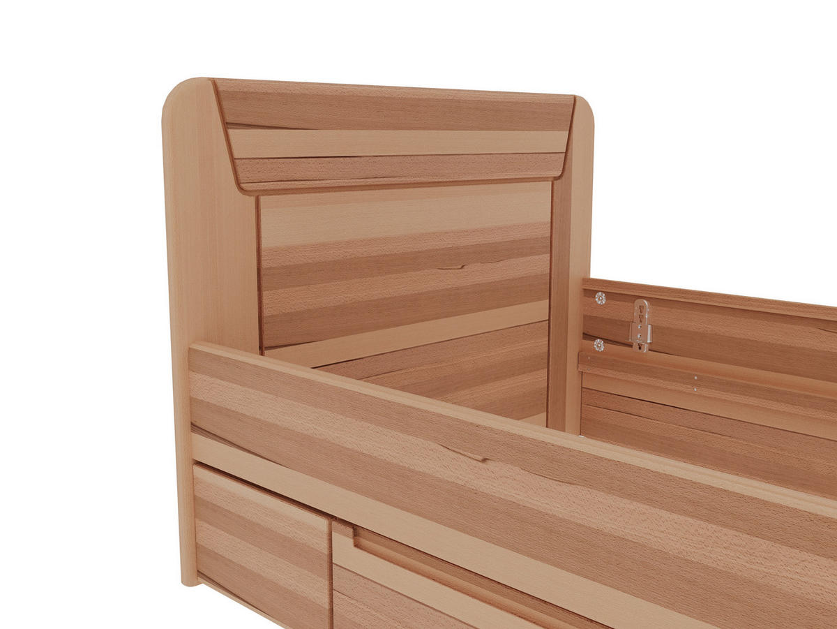 BETT 100/200 cm  in Kernbuche  - Kernbuche, MODERN, Holz (100/200cm) - MID.YOU
