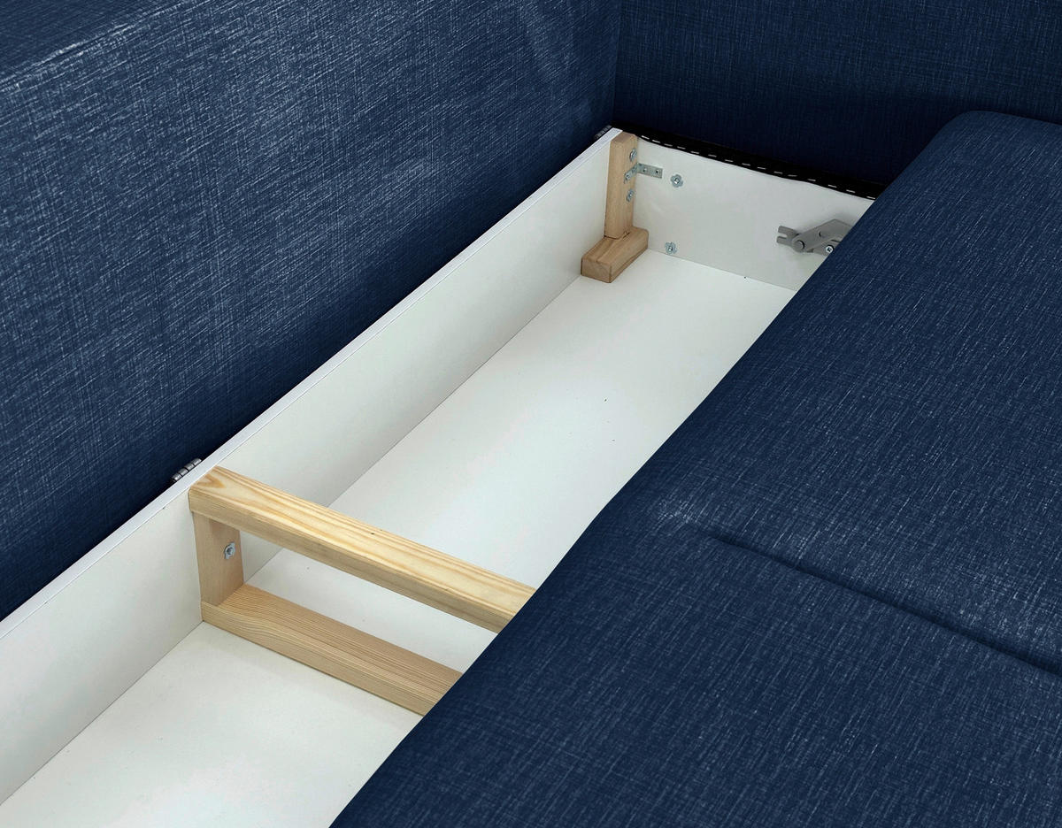 SCHLAFSOFA  mit Liegefunktion Flachgewebe Blau  - Blau/Schwarz, Design, Holz/Kunststoff (216/96/102cm) - MID.YOU