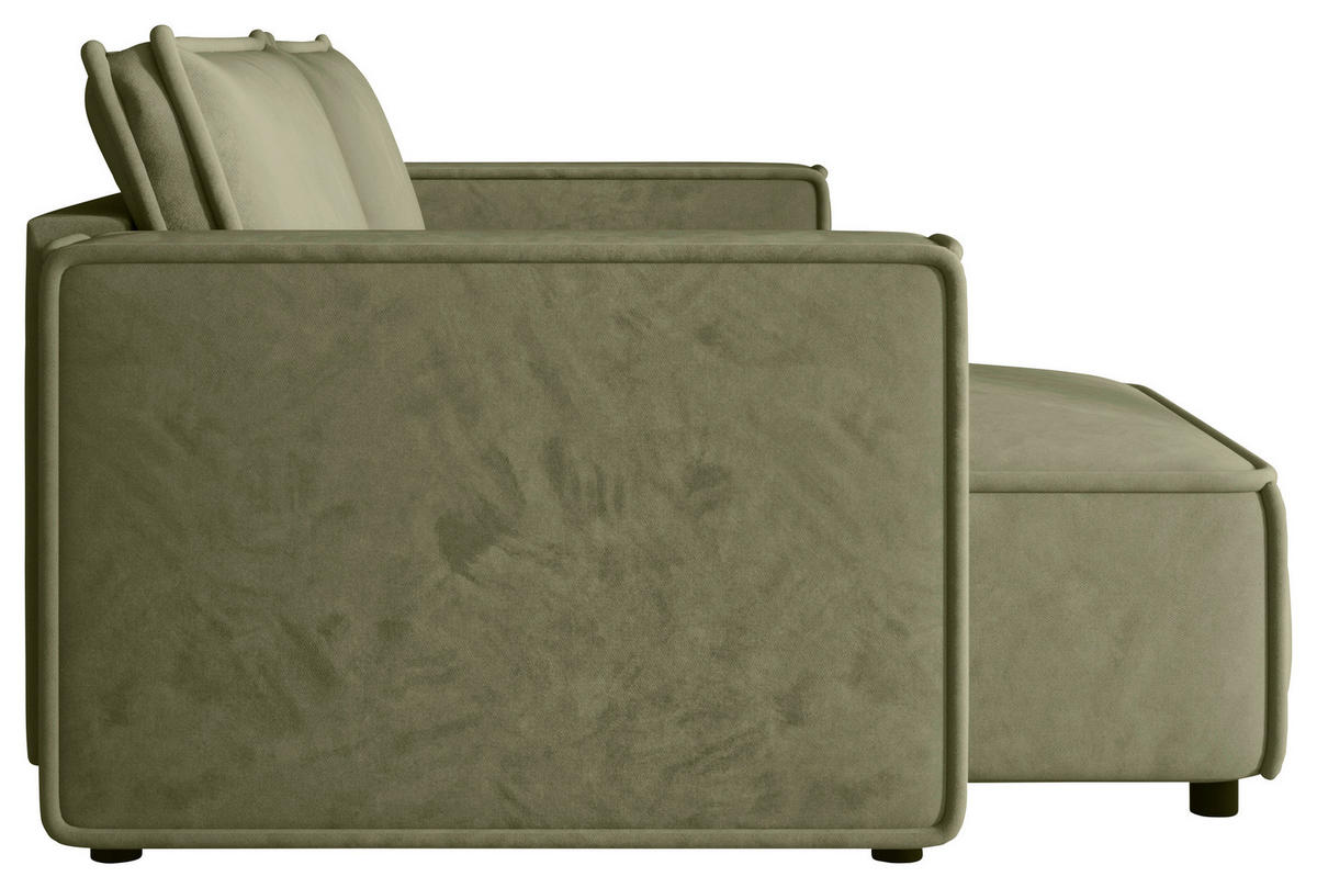 ECKSOFA Olivgrün Webstoff Zierkissen, Rückenkissen, Rücken echt  - Schwarz/Olivgrün, MODERN, Kunststoff/Textil (153/250cm) - Xora