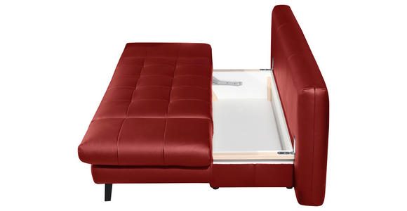 SCHLAFSOFA Rot Echtleder - Rot/Schwarz, Design, Leder/Metall (209/94/94cm) - Novel