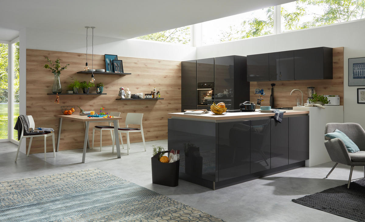 EINBAUKÜCHE   - Graphitfarben, Design, Holzwerkstoff - Dieter Knoll