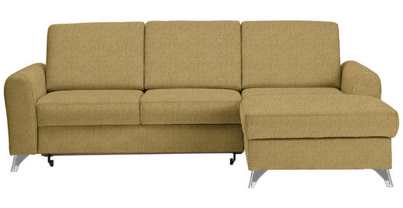 ECKSOFA in Flachgewebe Gelb  244/167 cm  - Gelb/Silberfarben, Design, Textil/Metall (244/167cm) - Cantus