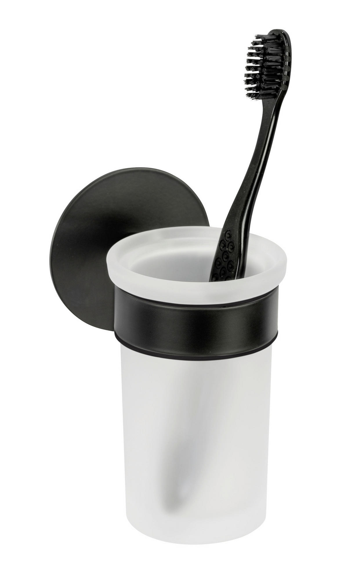 ZAHNPUTZBECHER MELETO  - Schwarz/Weiß, KONVENTIONELL, Glas/Metall (7/12/10cm) - Schöner Wohnen