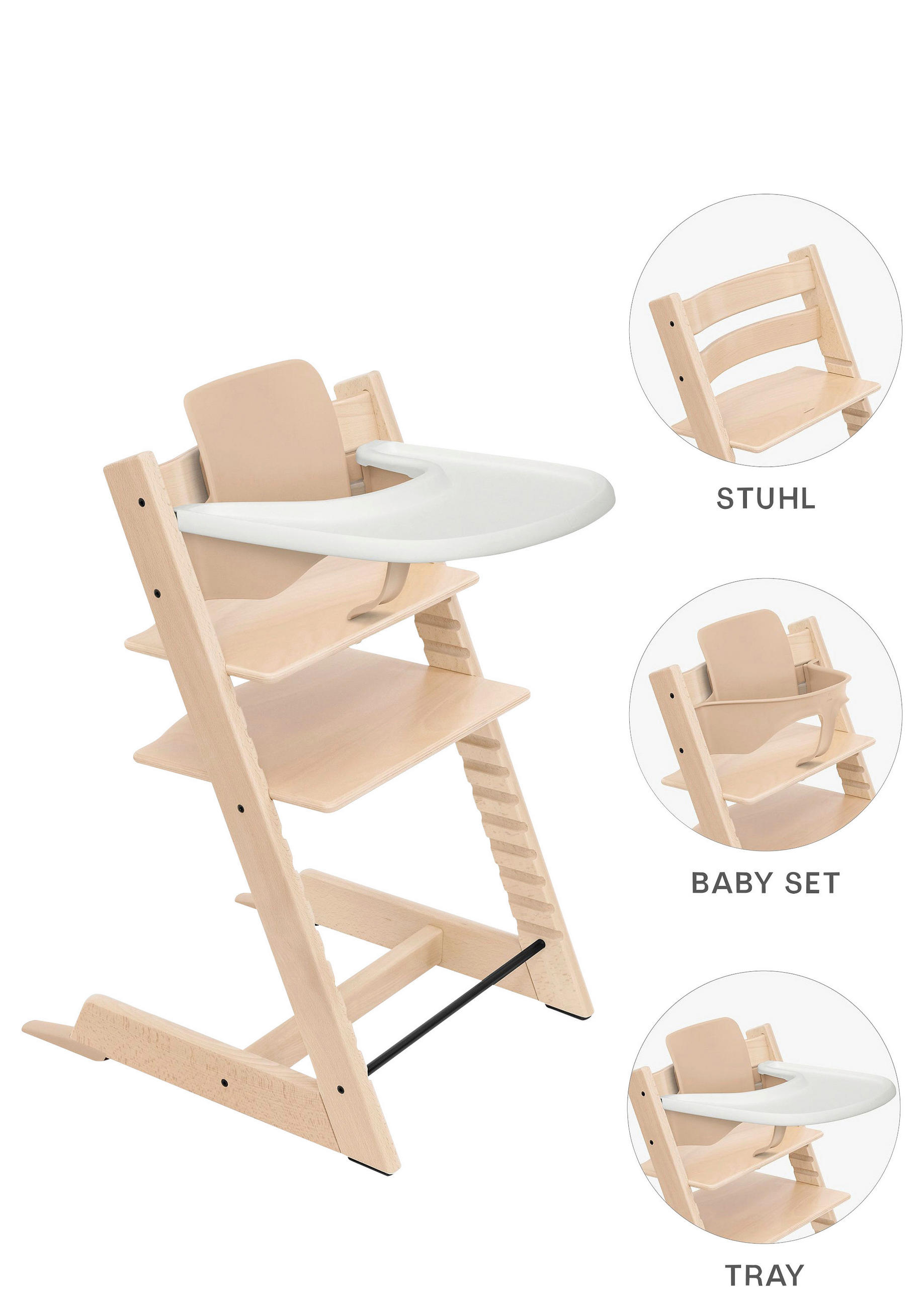 HOCHSTUHL-SET Tripp Trapp Bundle  - Naturfarben, Basics, Holz (46/79/49cm) - Stokke