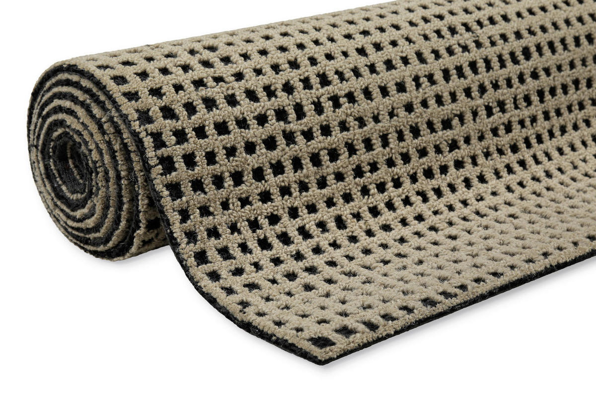 WEBTEPPICH Wohnzimmer 70/140 cm Hamptons Twentynine Schwarz, Sandfarben rechteckig  - Sandfarben/Schwarz, Design, Textil (70/140cm) - WECON HOME