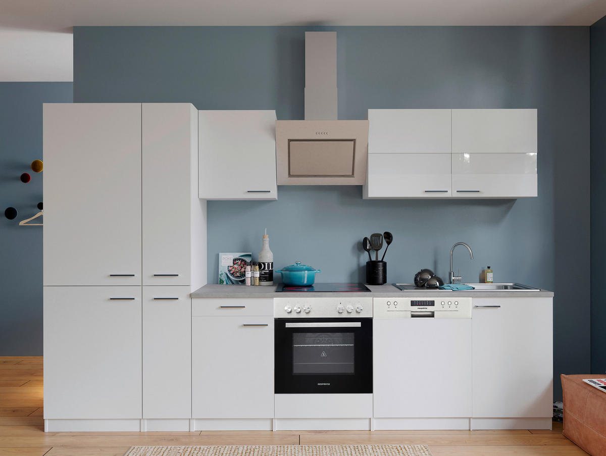 KÜCHENBLOCK 310 cm   in Weiß  - Edelstahlfarben/Graphitfarben, Basics, Holzwerkstoff/Metall (310cm) - Respekta