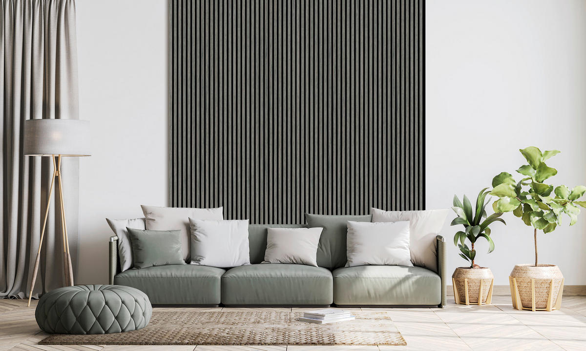 AKUSTIKPANEEL Silbergrau furniert 57.25/1.9/240 cm  - Grau, KONVENTIONELL, Holzwerkstoff/Textil (57.25/1.9/240cm)
