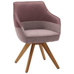 ARMLEHNSTUHL in Holz, Textil, Leder Rosa, Weiß  - Eichefarben/Beige, Design, Leder/Holz (62/85/67cm) - Ambiente