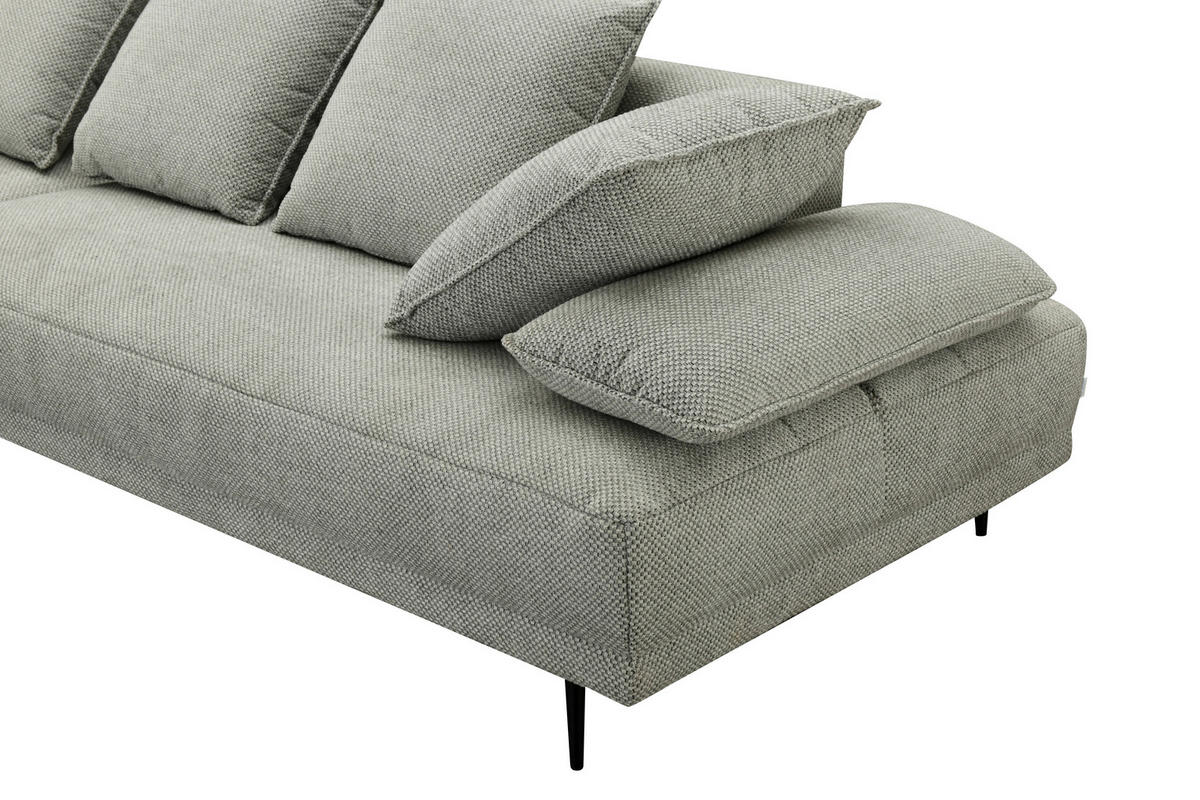 ECKSOFA Hellgrau Mikrofaser  - Hellgrau/Schwarz, Design, Textil/Metall (171/282cm) - Hom`in