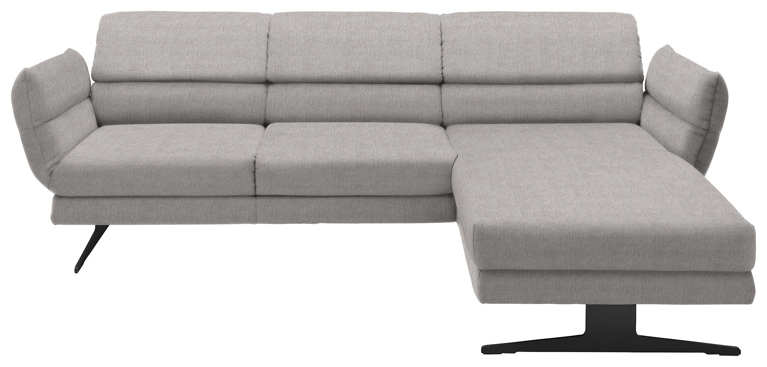 ECKSOFA in Flachgewebe Sandfarben  - Sandfarben/Schwarz, Design, Textil/Metall (279-327/176-217cm) - Dieter Knoll