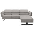 ECKSOFA Sandfarben Flachgewebe  - Sandfarben/Schwarz, Design, Textil/Metall (279-327/176-217cm) - Dieter Knoll