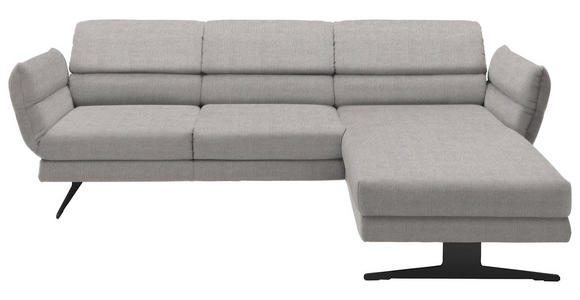 ECKSOFA Sandfarben Flachgewebe  - Sandfarben/Schwarz, Design, Textil/Metall (279-327/176-217cm) - Dieter Knoll