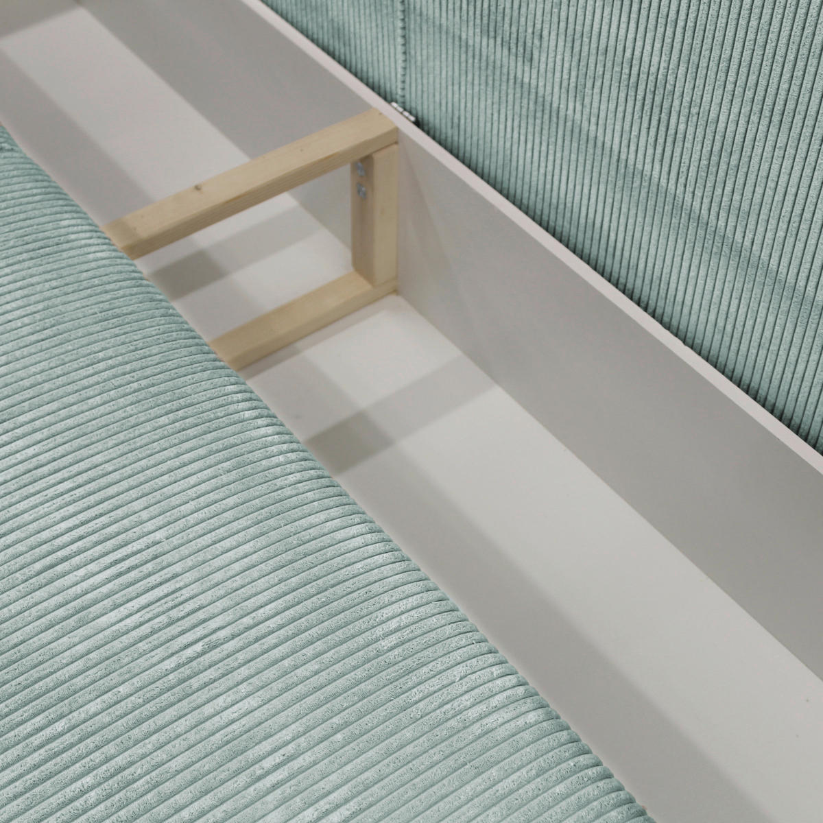 SCHLAFSOFA LOFT Cord Türkis  inkl. Zierkissen, Rückenkissen, Bettkasten  - Türkis/Schwarz, Design, Kunststoff/Textil (255/90/97cm) - MID.YOU