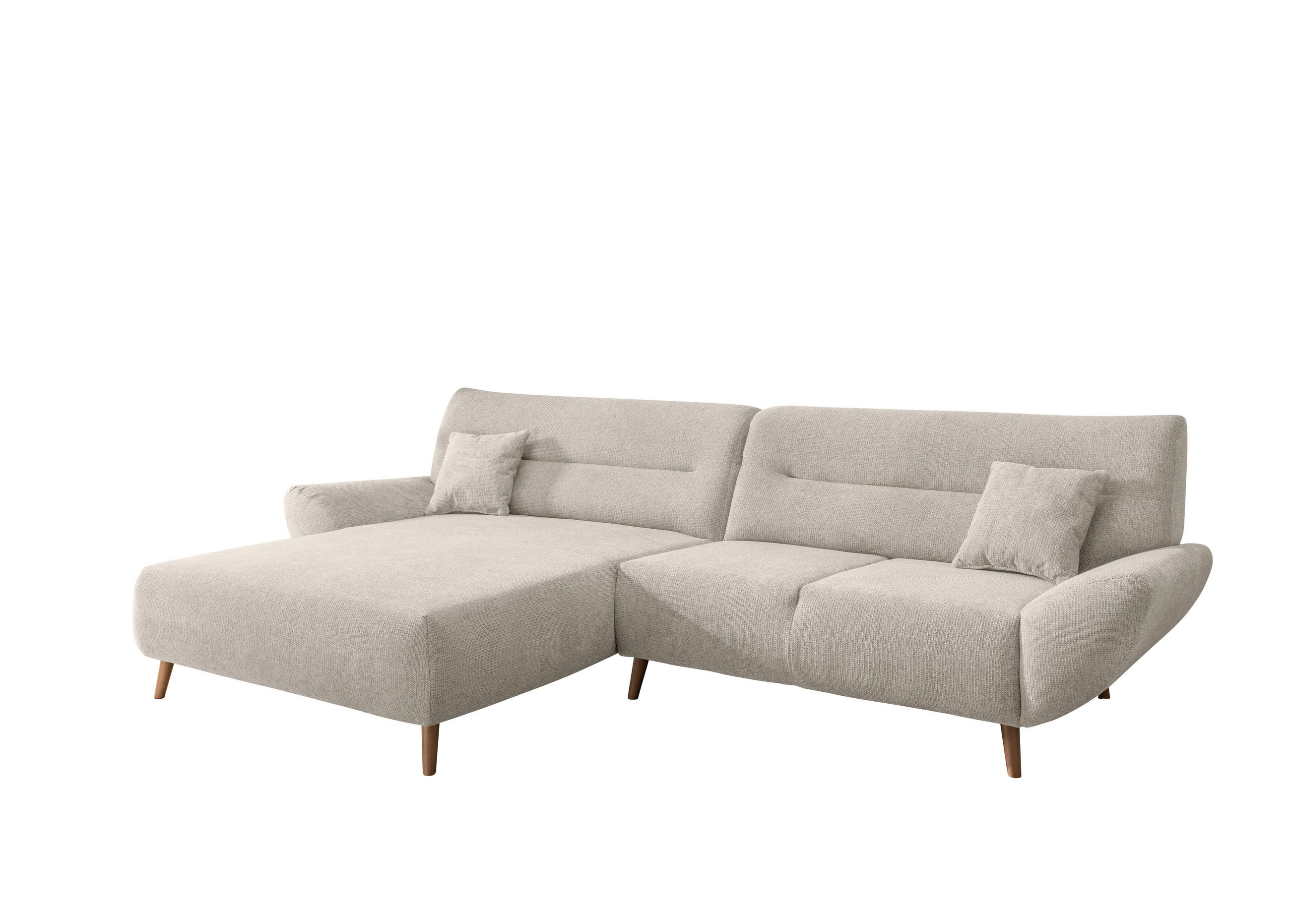 ECKSOFA in Chenille Beige - Wildeiche/Beige, Modern, Holz/Textil (166/290cm) - MID.YOU