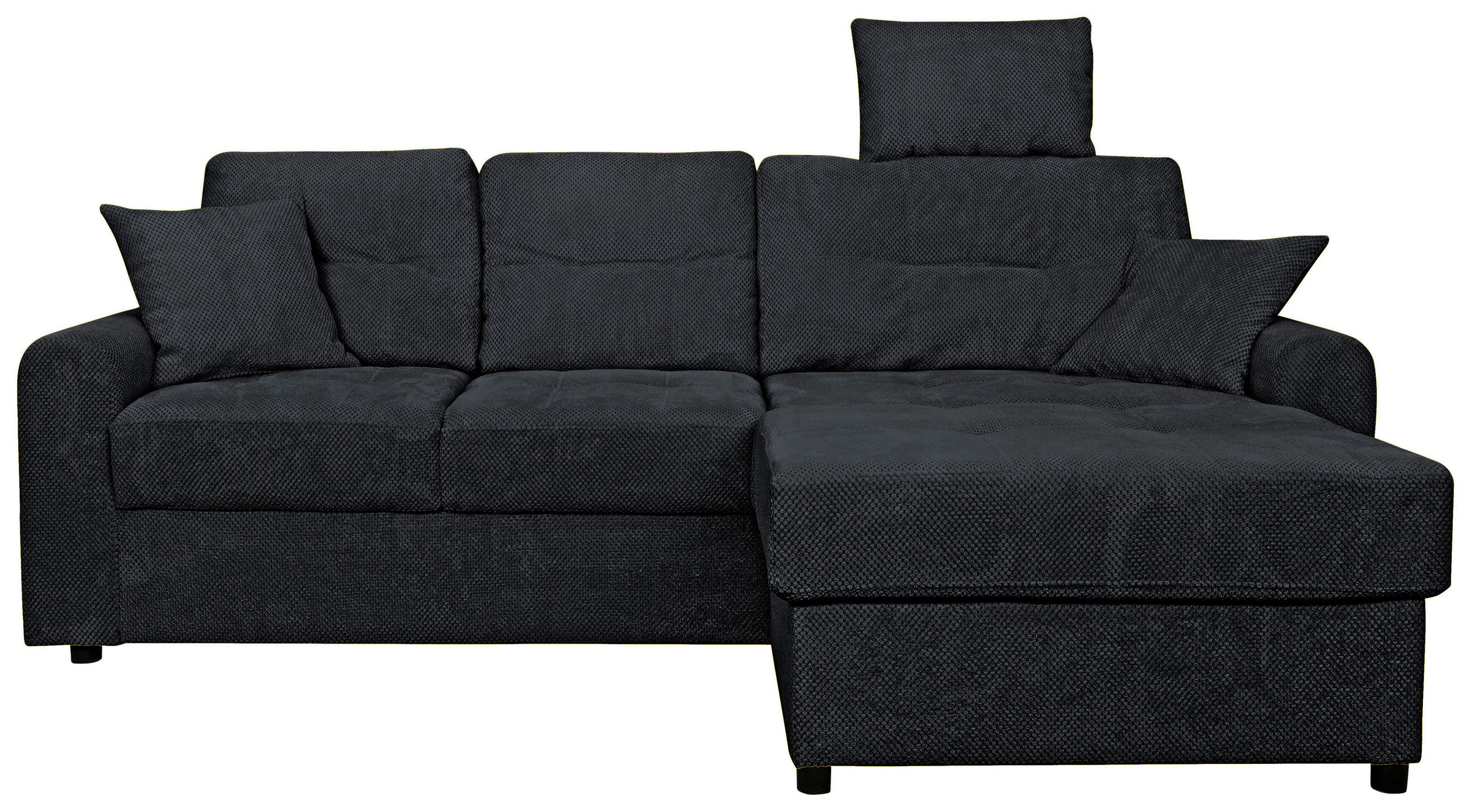 ECKSOFA Schwarz Chenille  - Schwarz, KONVENTIONELL, Kunststoff/Textil (232/153cm) - Carryhome