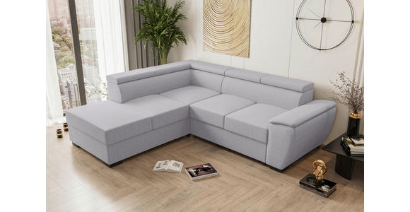 ECKSOFA  in Flachgewebe Grau  - Schwarz/Grau, KONVENTIONELL, Kunststoff/Textil (220/266cm) - Carryhome