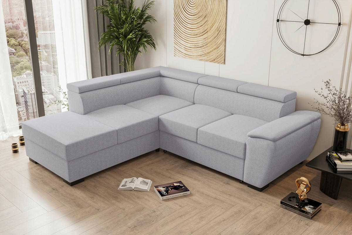 ECKSOFA Grau Flachgewebe  - Schwarz/Grau, KONVENTIONELL, Kunststoff/Textil (220/266cm) - Carryhome