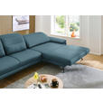 ECKSOFA in Echtleder Blau  - Blau/Schwarz, Design, Leder/Metall (332/193cm) - Dieter Knoll