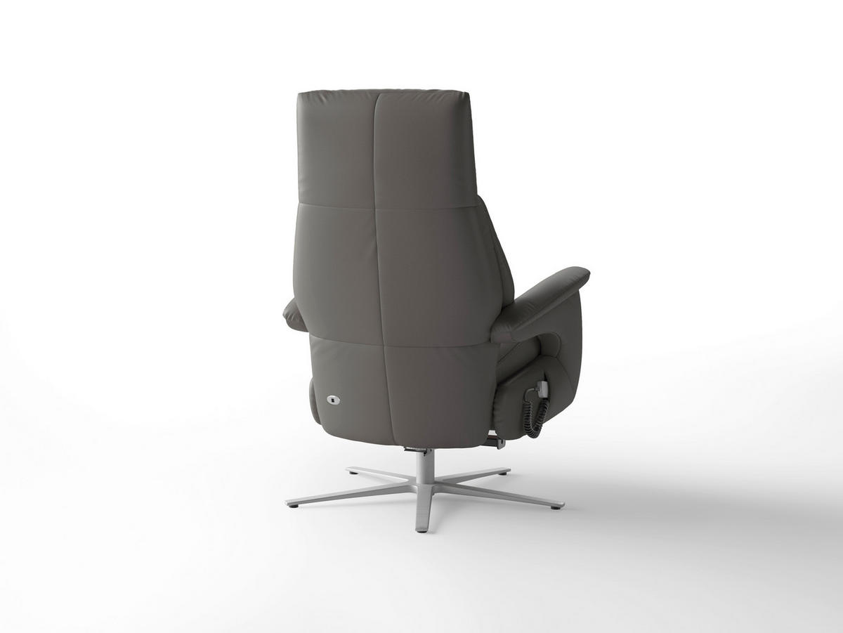 RELAXAČNÍ KŘESLO, kůže, mokka - barvy stříbra/mokka, Basics, kov/kůže (75/110/85cm) - Sit & More