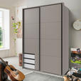 SCHWEBETÜRENSCHRANK  in Grau, Weiß, Sahara  - Schwarz/Weiß, Design, Holzwerkstoff/Metall (135/198/65cm) - Carryhome