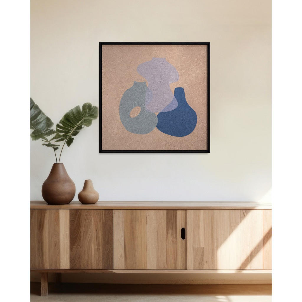 Thumbnail - Xxxl Bild Hugging Pots II, Blau, Beige, Metall, 74x74x10 cm, einfache und schnelle Anbringung, matt, Bilder und Zubehör,...