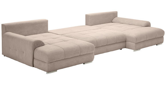 WOHNLANDSCHAFT  in Cord Taupe  - Taupe/Chromfarben, KONVENTIONELL, Kunststoff/Textil (180/376/180cm) - Carryhome