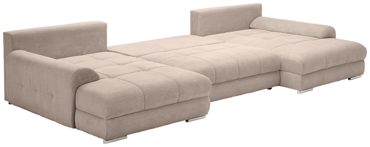 WOHNLANDSCHAFT in Cord Taupe  - Taupe/Chromfarben, KONVENTIONELL, Kunststoff/Textil (180/376/180cm) - Carryhome