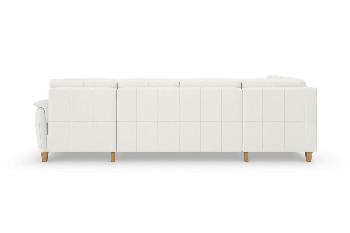 SEDACIA SÚPRAVA, koža, biela - biela/farba duba, Basics, koža/drevo (212/308/163cm) - Sit & More