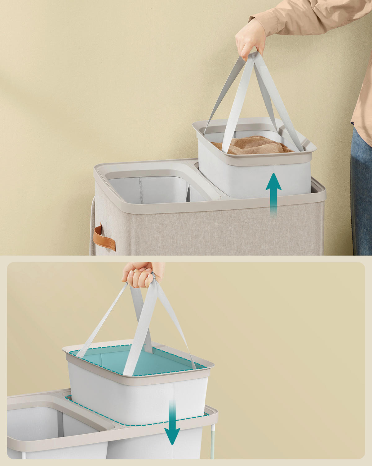 WÄSCHEKORB - Cappuccino, Basics, Papier/Holzwerkstoff (56/75/40cm)