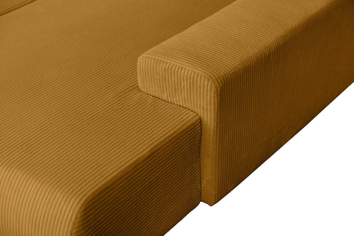 WOHNLANDSCHAFT Currygelb Cord  - Currygelb/Schwarz, KONVENTIONELL, Textil/Metall (191/351/191cm) - Carryhome