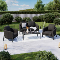 LOUNGEGARNITUR 4-teilig    - Anthrazit, Modern, Glas/Textil - Ambia Garden