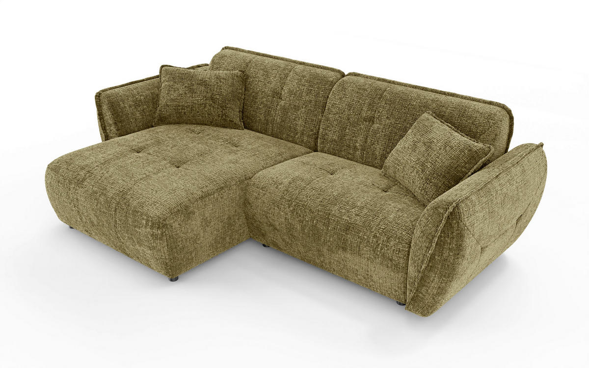 ECKSOFA Nelia Grün Chenille  - Schwarz/Grün, Design, Kunststoff/Textil (155/252cm) - P & B