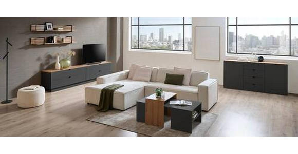 TV-ELEMENT Graphitfarben, Eiche Artisan  140/62/44 cm  - Schwarz/Graphitfarben, MODERN, Holzwerkstoff/Metall (140/62/44cm) - Hom`in