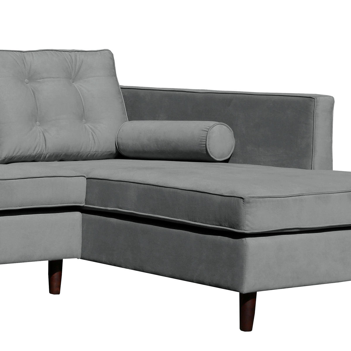 ECKSOFA Mikrofaser Anthrazit  - Anthrazit/Braun, Design, Holz/Textil (240/169cm) - P & B