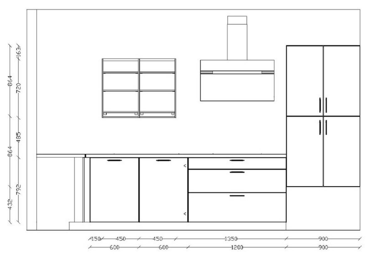 EINBAUKÜCHE 615  - Schwarz/Grau, Design, Holzwerkstoff/Metall (305/395cm) - Nobilia