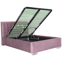 Pat Tapițat 140x200 Cm, roz - culoare crom/roz, Design, plastic/lemn (150/108/221cm) - Carryhome