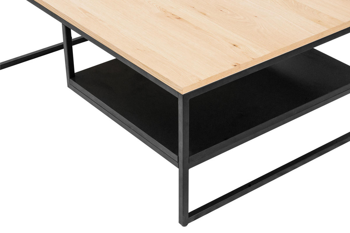 COUCHTISCH in Holz, Metall, Holzwerkstoff 110/70/45 cm  - Eichefarben/Schwarz, Design, Holz/Holzwerkstoff (110/70/45cm) - MID.YOU