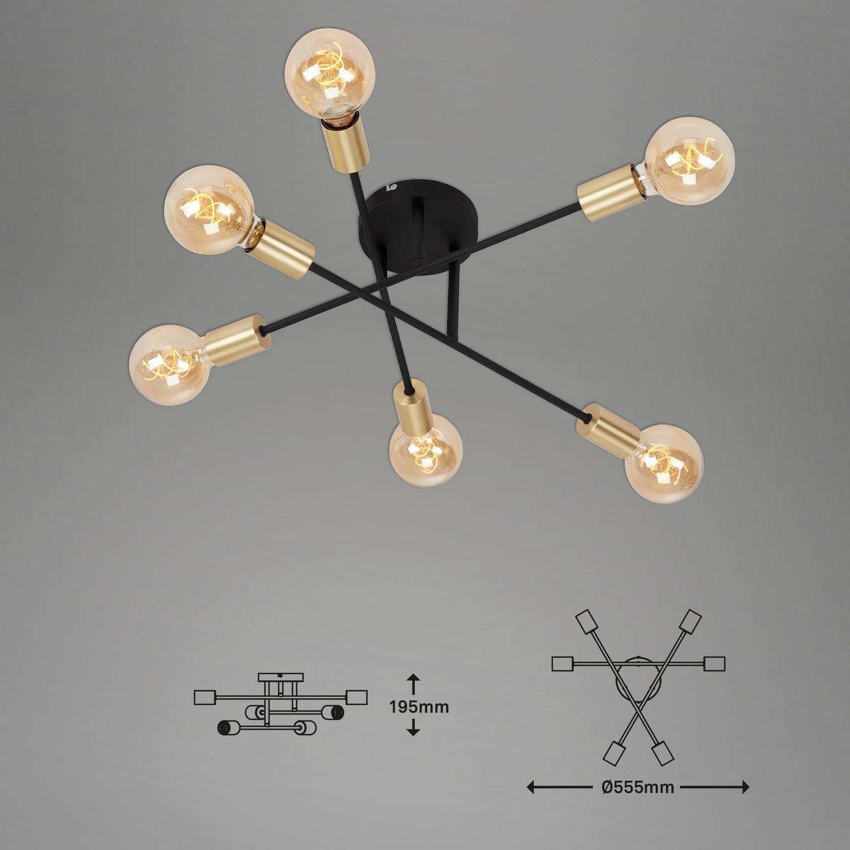 LED-TAKLAMPA 55,5/19,5 cm  - svart, Basics, metall (55,5/19,5cm)