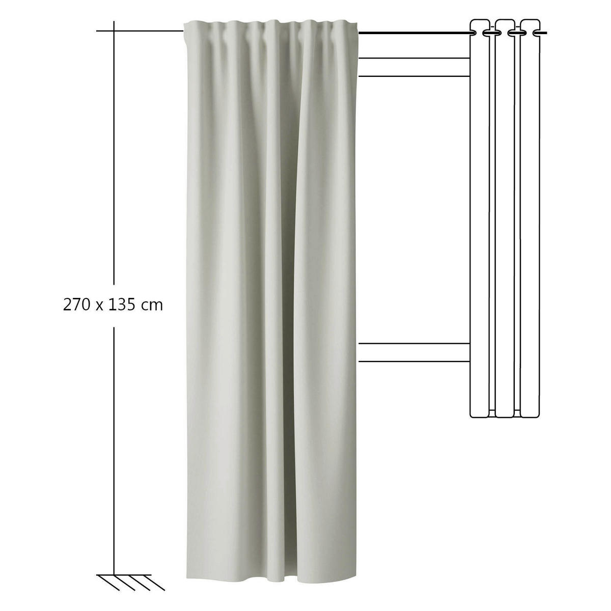 SCHLAUFENVORHANG Verdunkelung  - Creme, Basics, Textil (135/270cm)