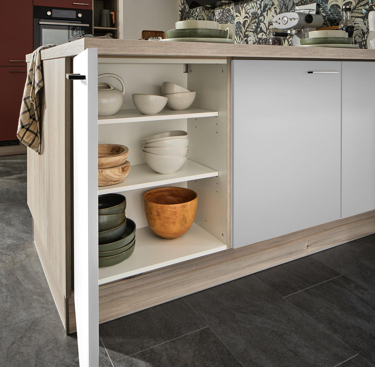 ECKKÜCHE  in Hellgrau  - Hellgrau/Schwarz, Design, Holzwerkstoff/Metall (150/280/192cm) - Xora