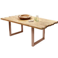 ESSTISCH 160/90/75,5 cm Echtholz  Holz, Metall rechteckig Braun, Naturfarben  - Braun/Naturfarben, MODERN, Holz/Metall (160/90/75,5cm) - MID.YOU