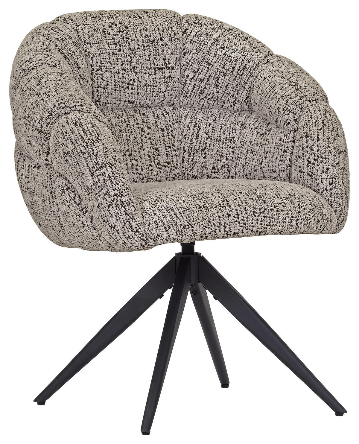 ARMLEHNSTUHL  Sitzfläche 360° drehbar Chenille  - Graubraun/Schwarz, Design, Textil/Metall (70/84/64cm) - Novel