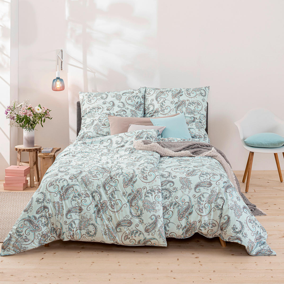 BETTWÄSCHE Atelier Makosatin 135/200 cm  - Mintgrün, Design, Textil (135/200cm) - Estella
