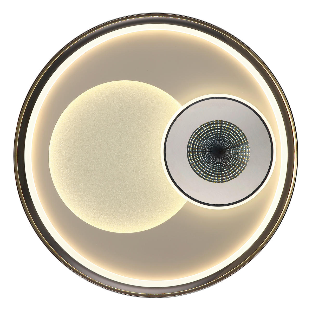 LED-DECKENLEUCHTE Juta 50/5,5 cm  - Sandfarben/Champagner, Design, Kunststoff/Metall (50/5,5cm) - Globo