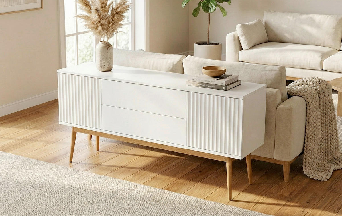 SIDEBOARD  150/75/39,6 cm 2 Schublade(n)  - Eichefarben/Weiß, MODERN, Holz/Holzwerkstoff (150/75/39,6cm) - MID.YOU