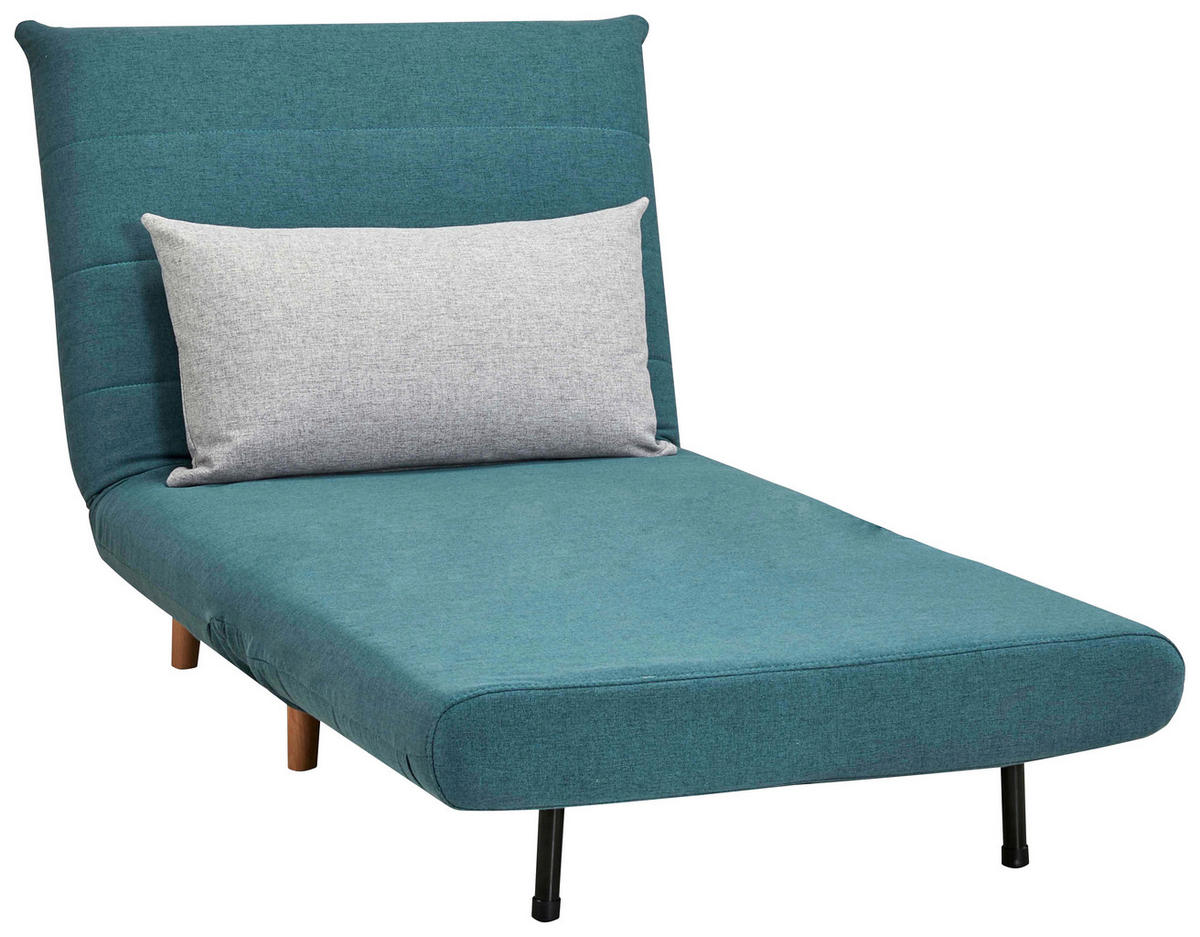 SCHLAFSESSEL Webstoff Blau, Grau    - Blau/Naturfarben, MODERN, Holz/Kunststoff (77/84/91cm) - Livetastic