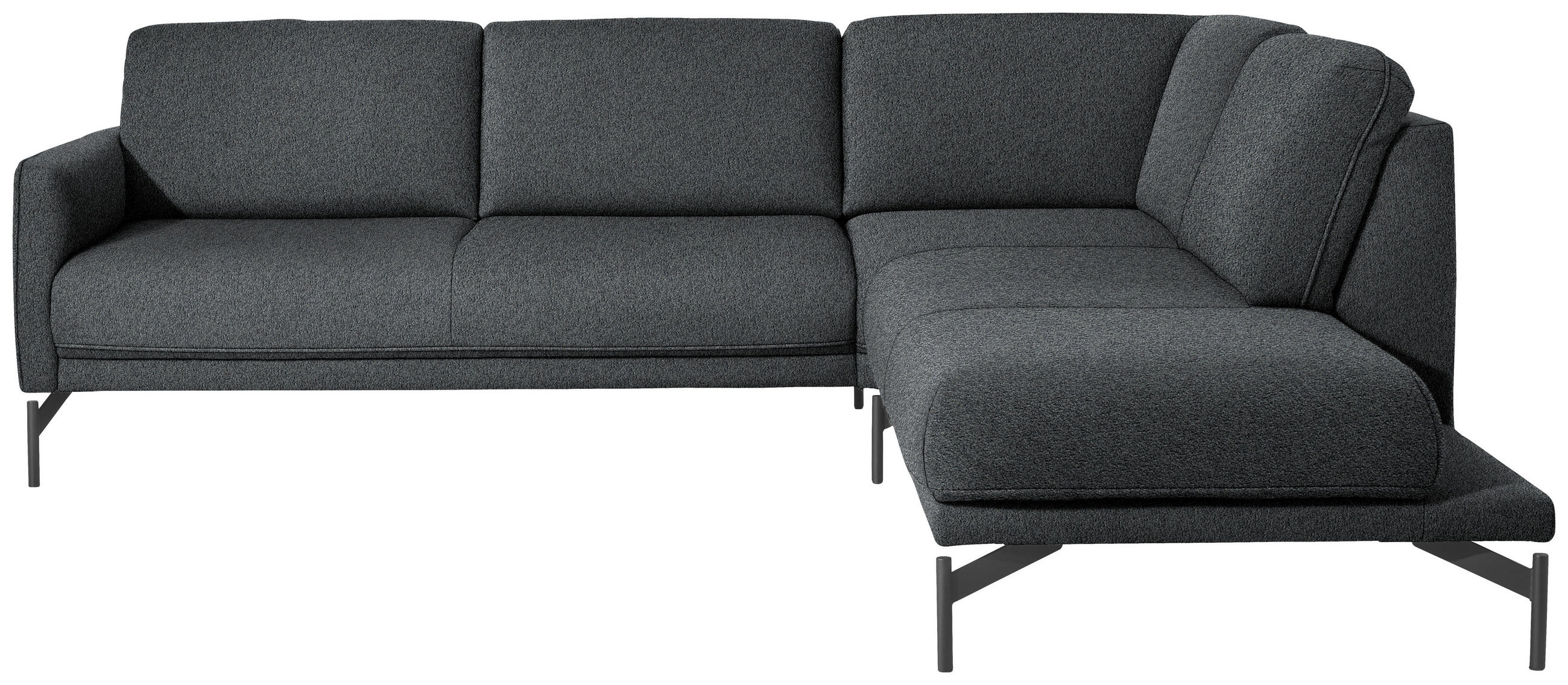 ECKSOFA in Flachgewebe, Struktur Grau  - Anthrazit/Grau, Design, Textil/Metall (254/230cm) - Johann Jakob